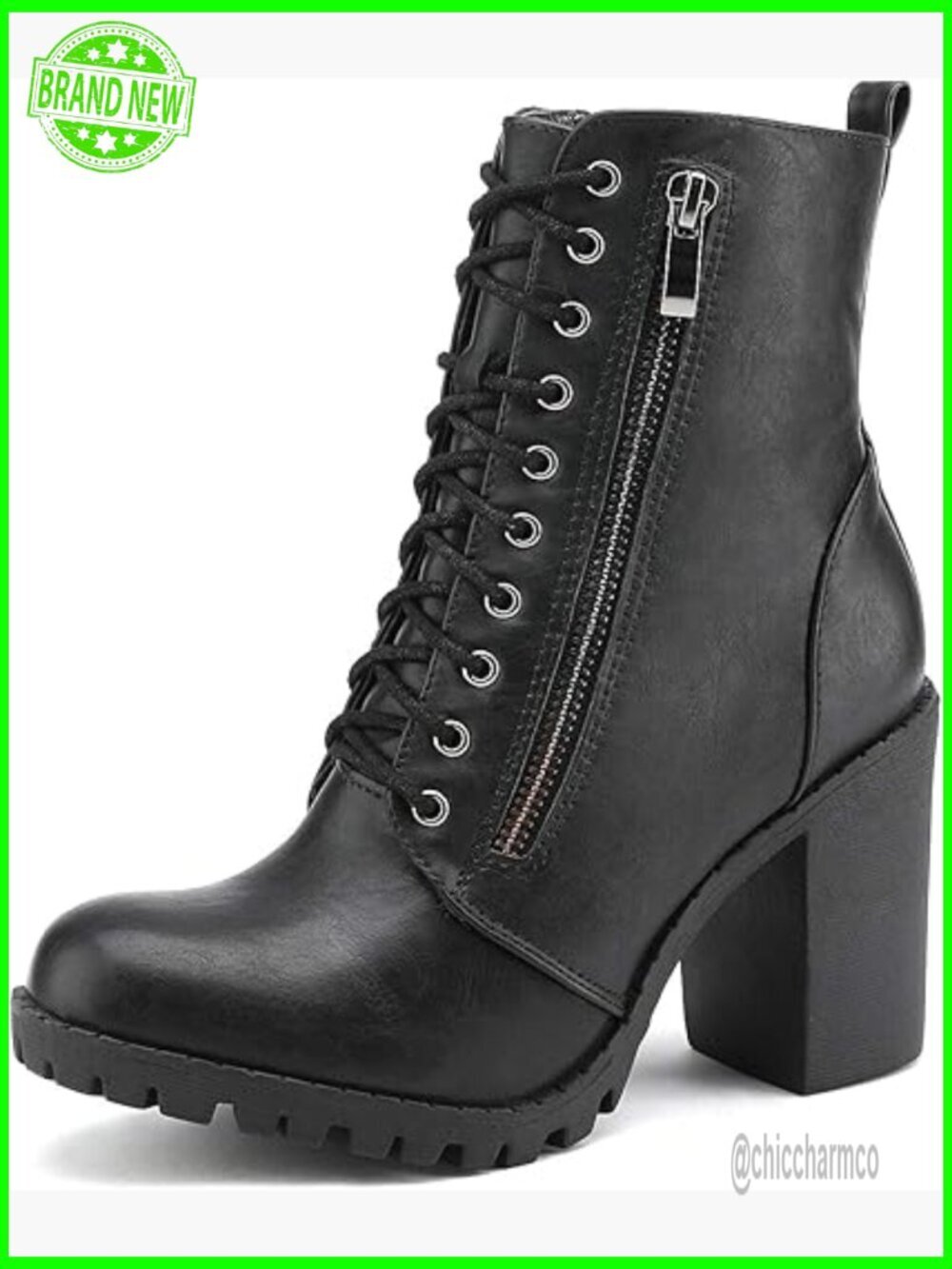 Women's Combat Ankle Boots Chunky Heel Lace Up Fashion Booties